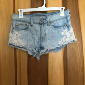 Light wash jean shorts